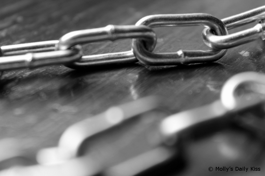Close up photograph of chains