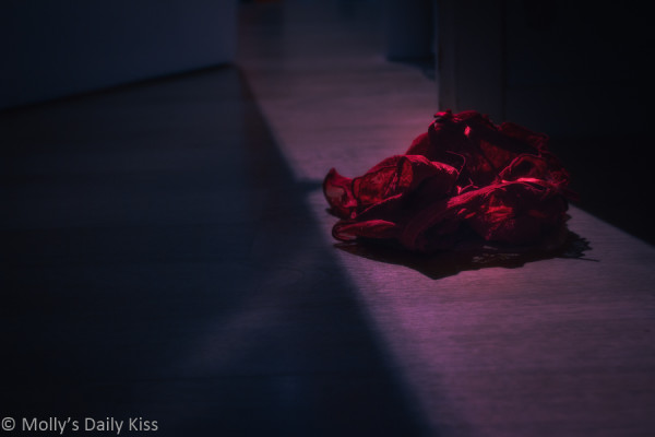 Discarded pair of red panties